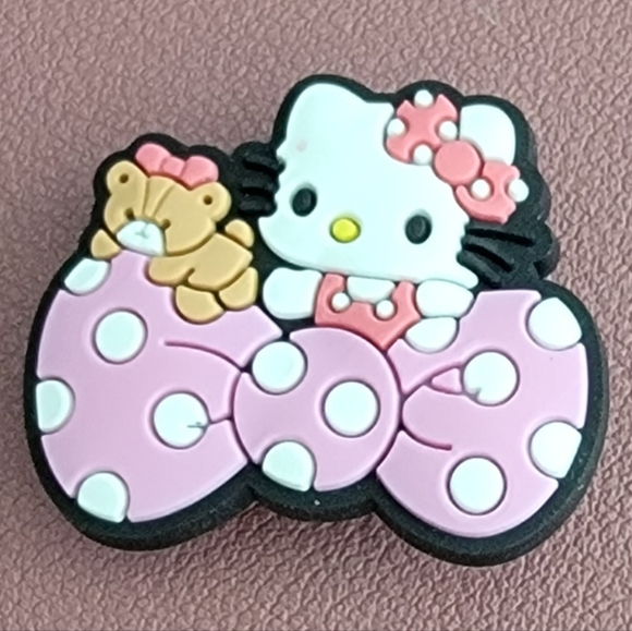 New Hello Kitty Pink Polka Dot Bow Croc‎ Charm - Picture 1 of 1